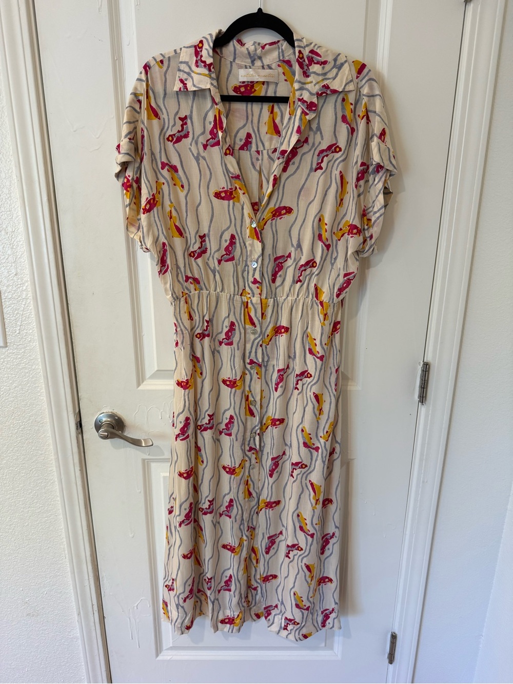 Natalie Martin button front midi dress with sash